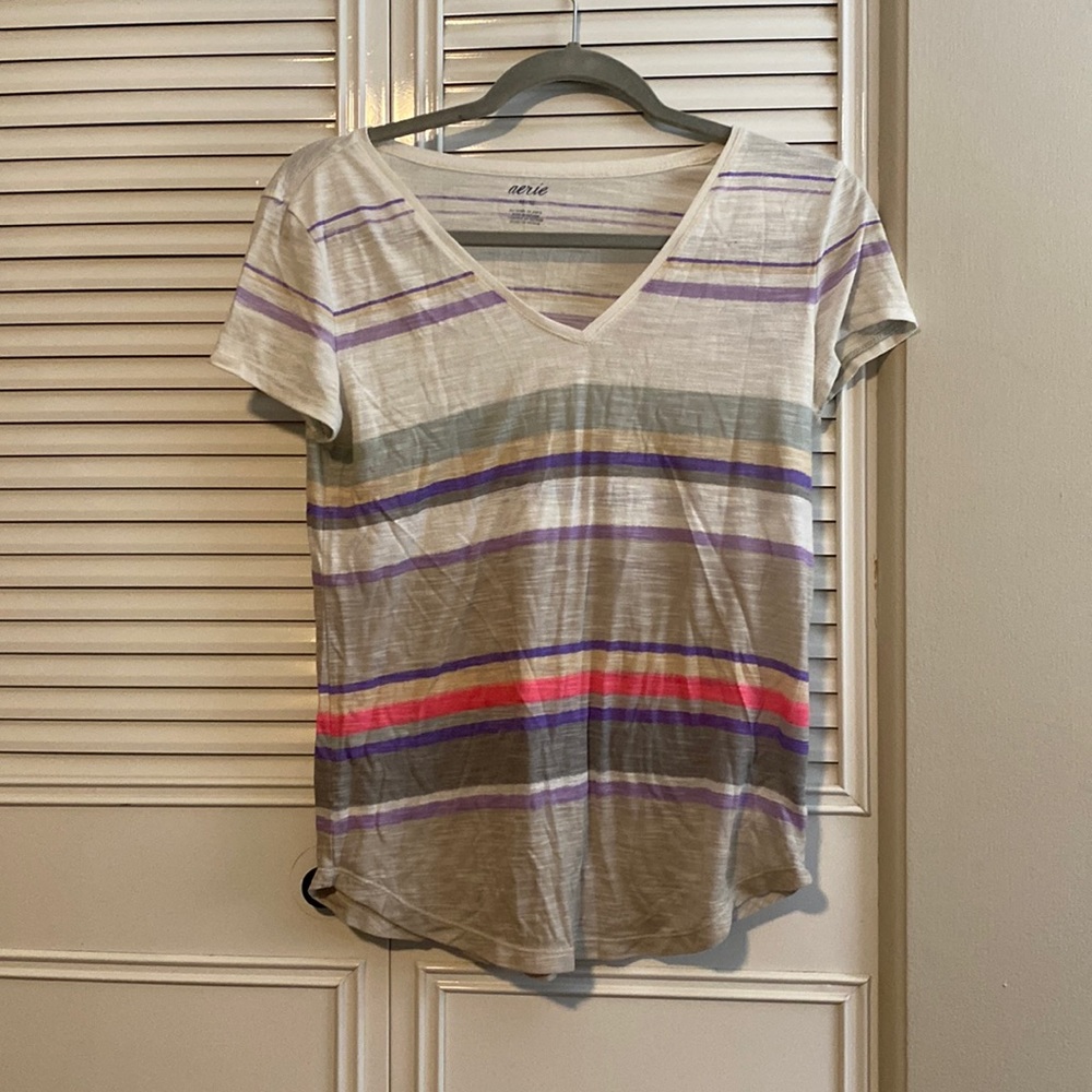 striped V-neck